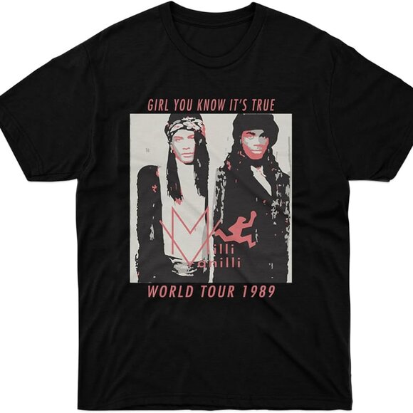 Milli Vanilli World Tour T-Shirt, Music Band Unisex Concert Tee 81 - Picture 1 of 5